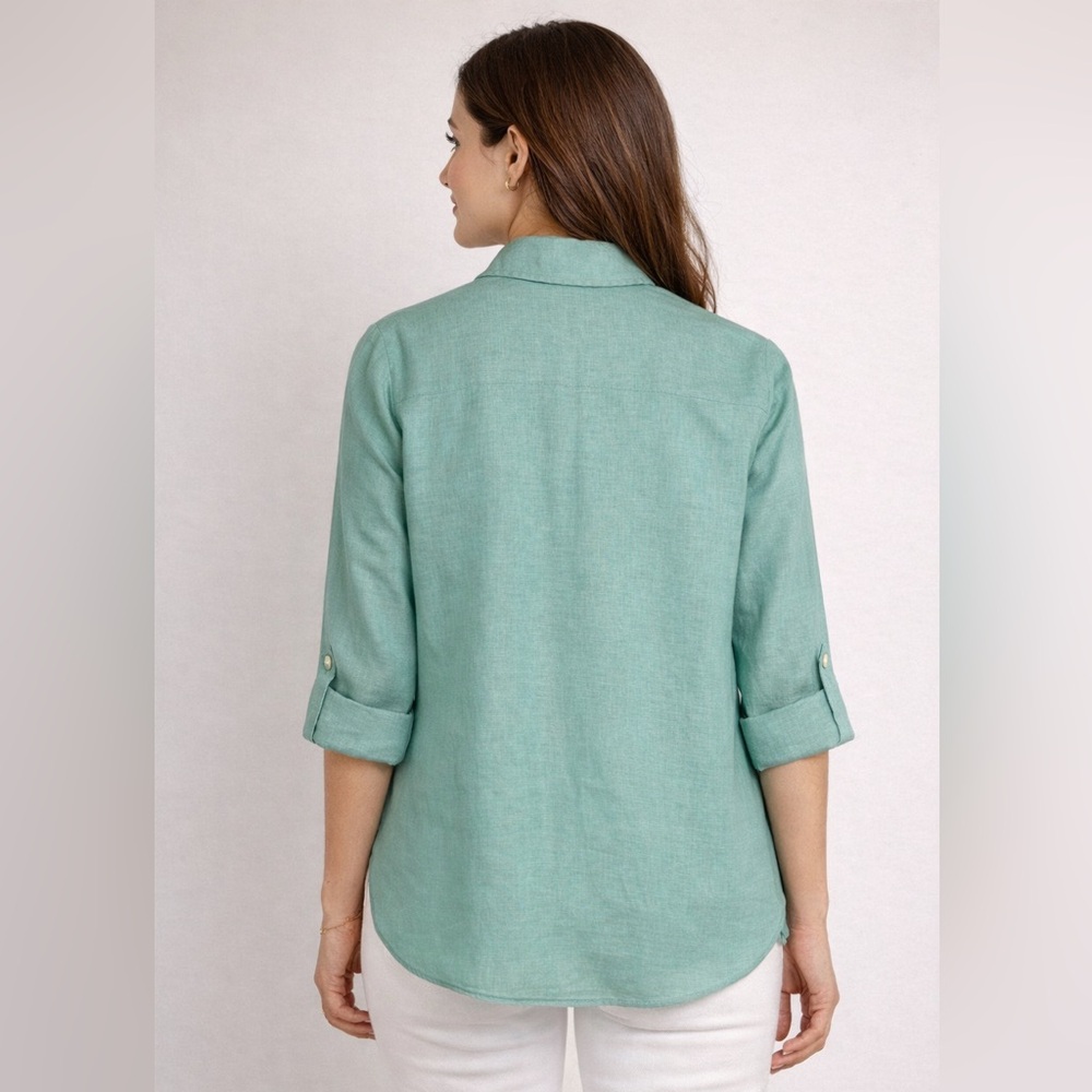 Relaxed Button-Down Shirt in Seafoam Green - Picture 2 of 5